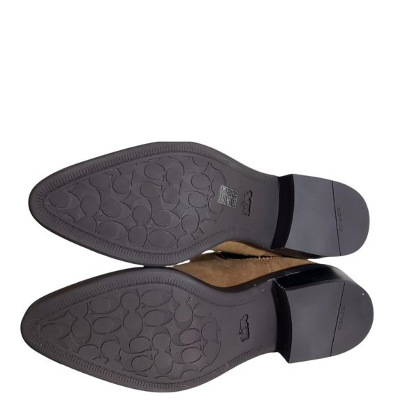 Coach Womens Brown Suede Almond Toe Slip On Stud Booties Ankle Boots Size 10B 6B - Picture 7 of 9